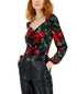 INC International Concepts Womens Sweetheart Neck Printed Ruched Velvet Top